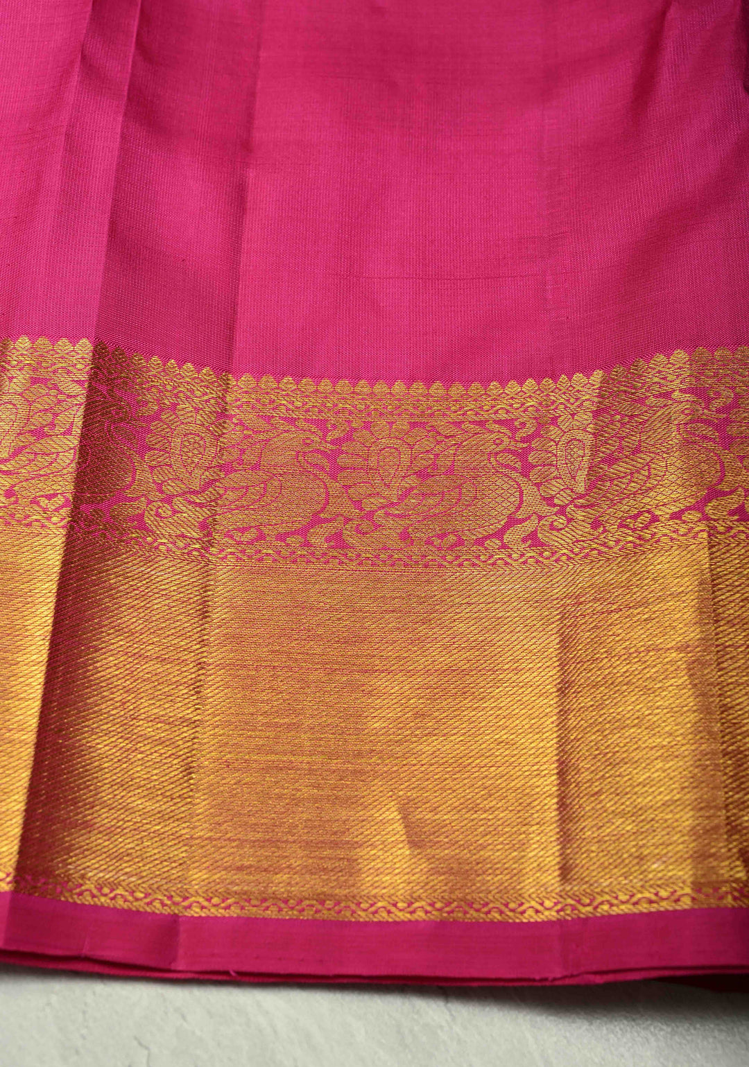 Purple Dual tone Vairaoosi Zari Stripes on Pure Kanjivaram Silk Handloom Saree with Tree Buttas and Zari Border  | SILK MARK CERTIFIED