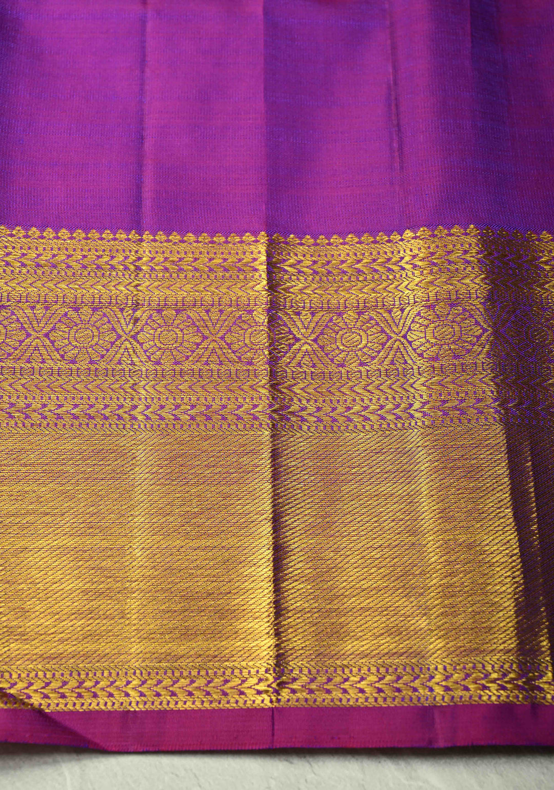 Peacock Blue Dual Tone Vairaoosi Zari Stripes on Pure Kanjivaram Silk Handloom Saree with Damask Buttas and Zari Border  | SILK MARK CERTIFIED