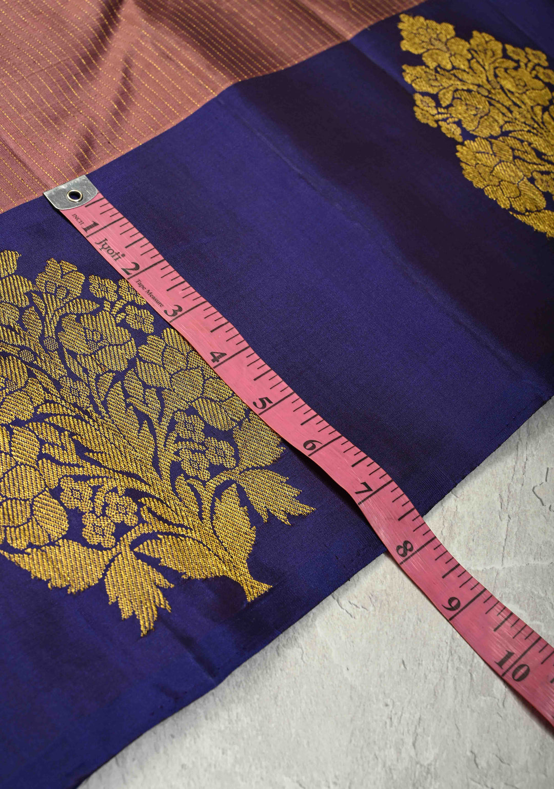 Old Rose Pure Kanjivaram Silk Handloom Saree with Vairaoosi Zari Stripes and Distinct Floral Motifs on Contrast Border | SILK MARK CERTIFIED