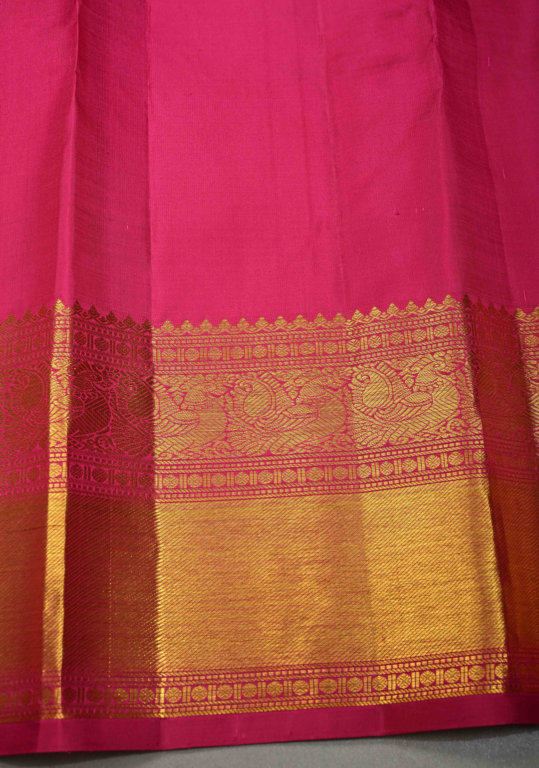 Pink-Orange Dual tone Self Brocade on Kanjivaram Pure Silk Saree with Zari Buttas and Zari Border | SILK MARK CERTIFIED | SHOBITAM