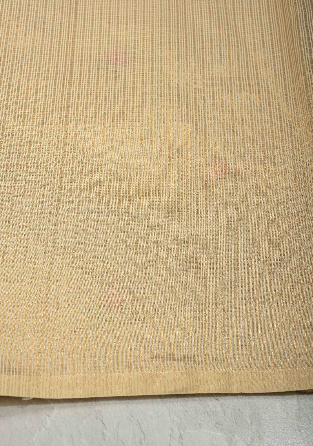 Cream Meenakari Embroidery on Kota Doria Tissue Cotton Saree with Scallop Border