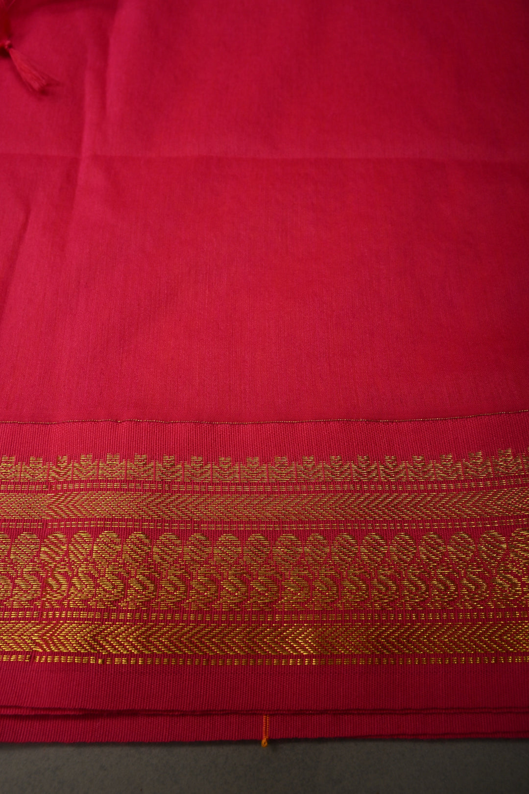 Kesari Orange Cotton Silk Saree with Thread Buttas and Contrast Zari Border | SHOBITAM