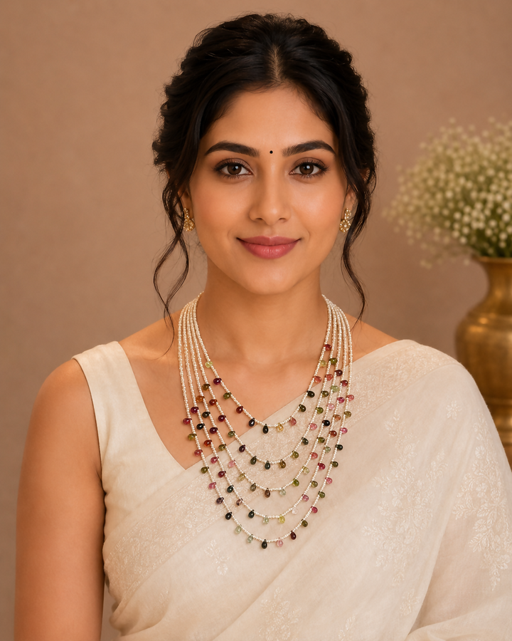 Madhurima Tourmaline Panchlada Haar | SHOBITAM