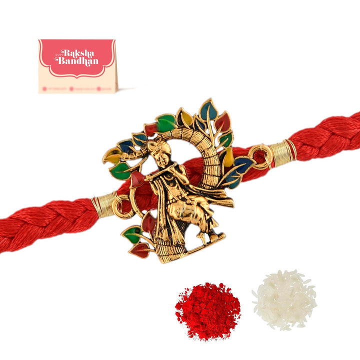Colorful Radha Krishna Thread Rakhi | SHOBITAM