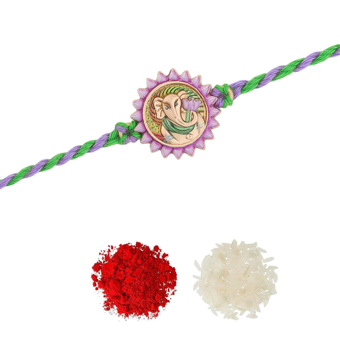 Vibrant Ganesha Enameled Rakhi For Brother | SHOBITAM
