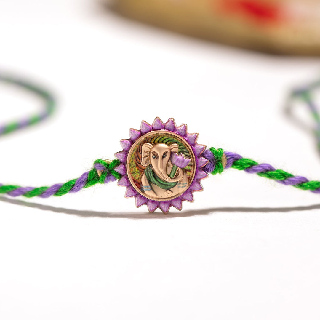 Vibrant Ganesha Enameled Rakhi For Brother | SHOBITAM