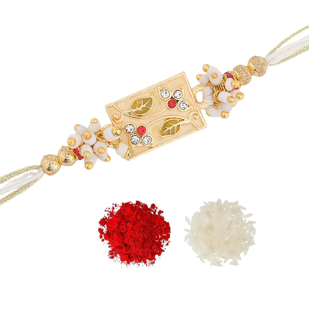Bond Of Blossoms Beige Floral Rakhi For Brother | SHOBITAM