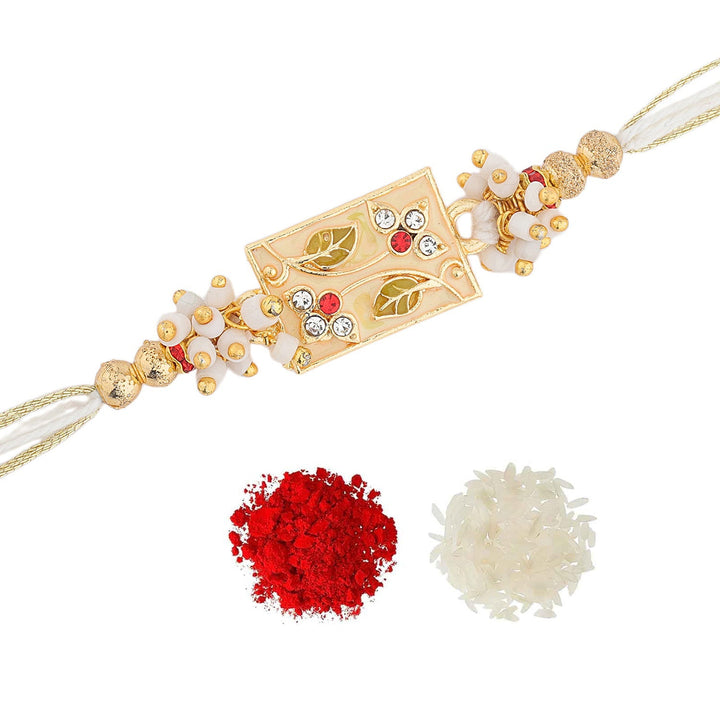 Bond Of Blossoms Beige Floral Rakhi For Brother | SHOBITAM