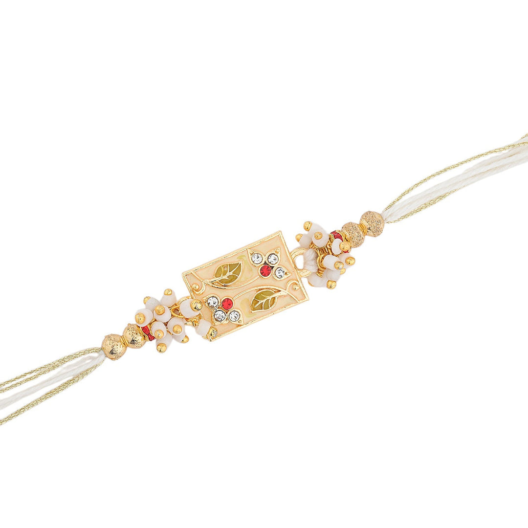 Bond Of Blossoms Beige Floral Rakhi For Brother | SHOBITAM