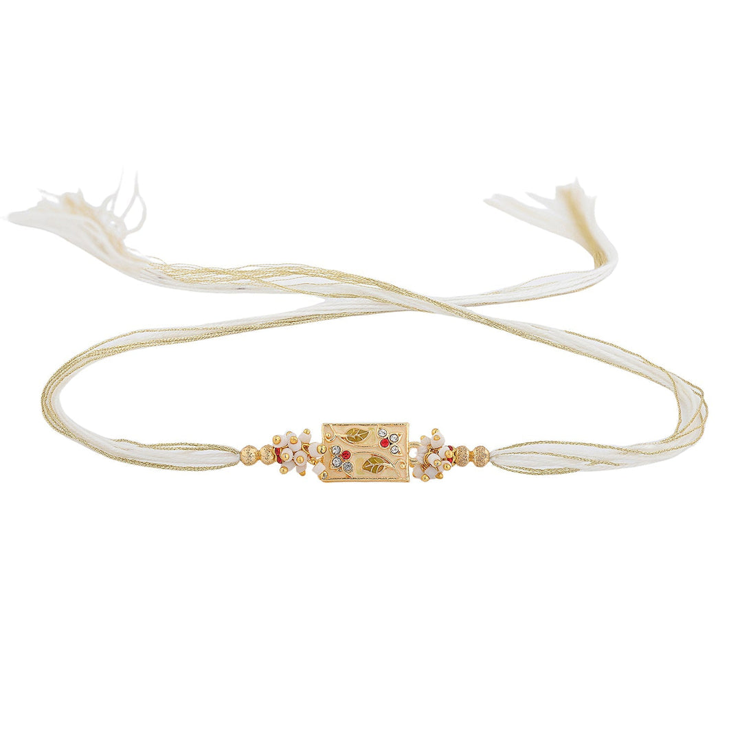 Bond Of Blossoms Beige Floral Rakhi For Brother | SHOBITAM