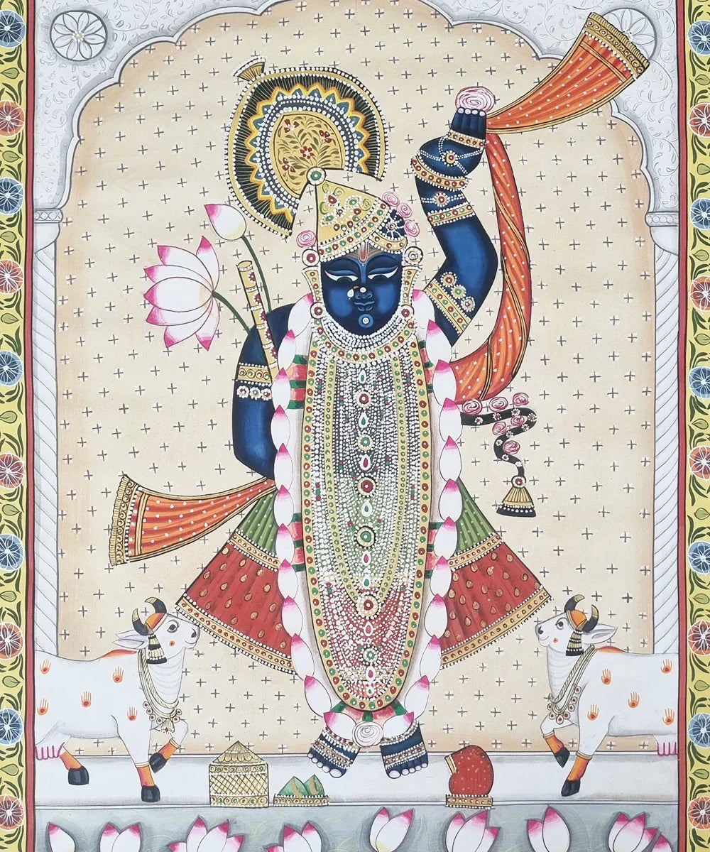 Shrinath ji Pichwai Hand Painting on cloth | 2x3 feet | Unframed | SHOBITAM