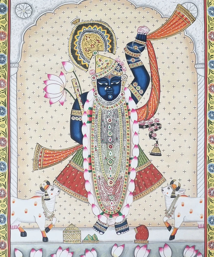 Shrinath ji Pichwai Hand Painting on cloth | 2x3 feet | Unframed | SHOBITAM