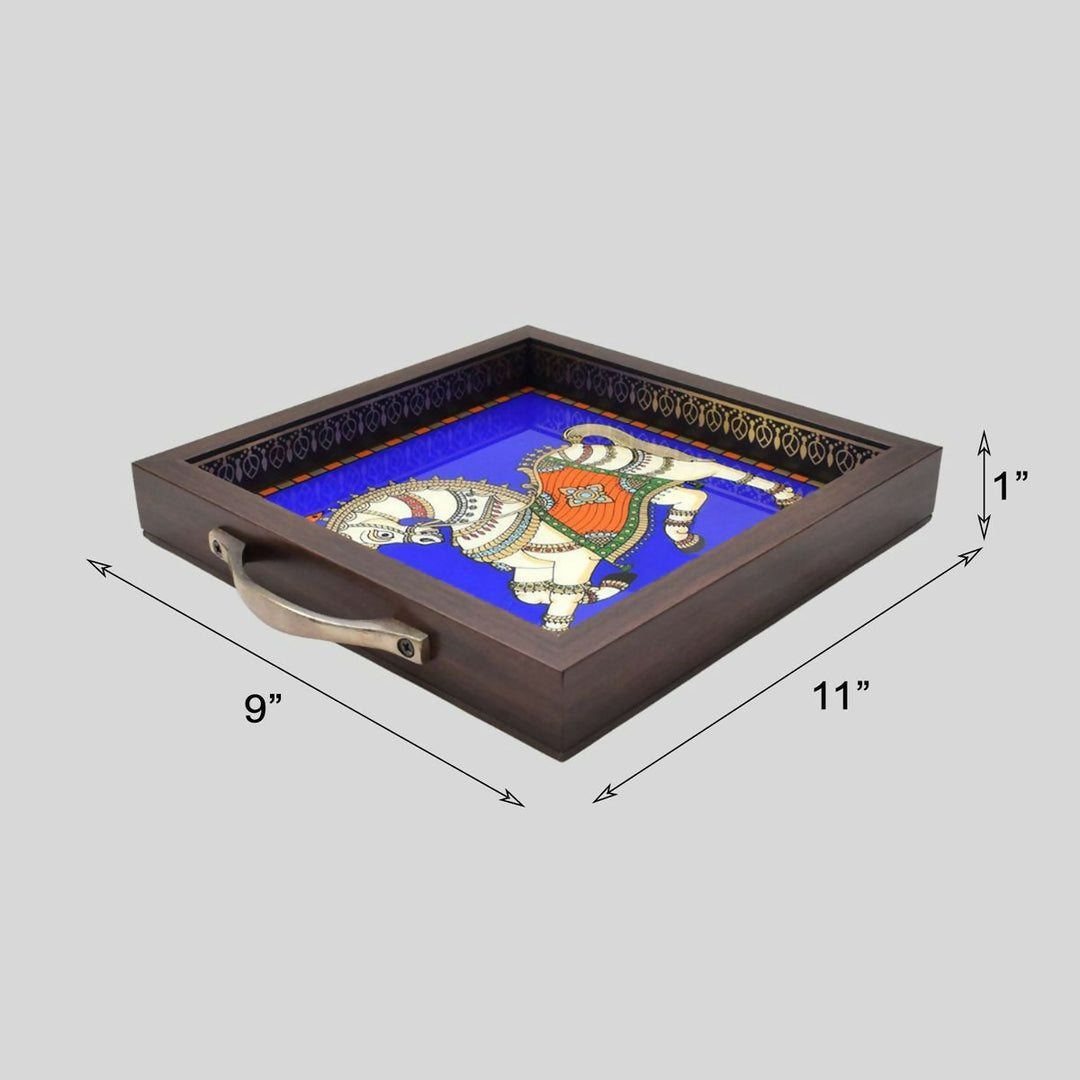 2*11*9 GLASS PAINTING TRAY HORSE ,Unframed | SHOBITAM