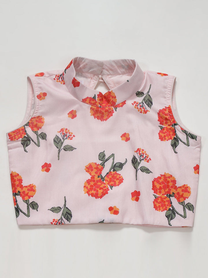 Pink Salt Floral Ready to Wear Saree with Stitched Blouse set | SHOBITAM