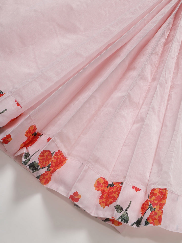 Pink Salt Floral Ready to Wear Saree with Stitched Blouse set | SHOBITAM