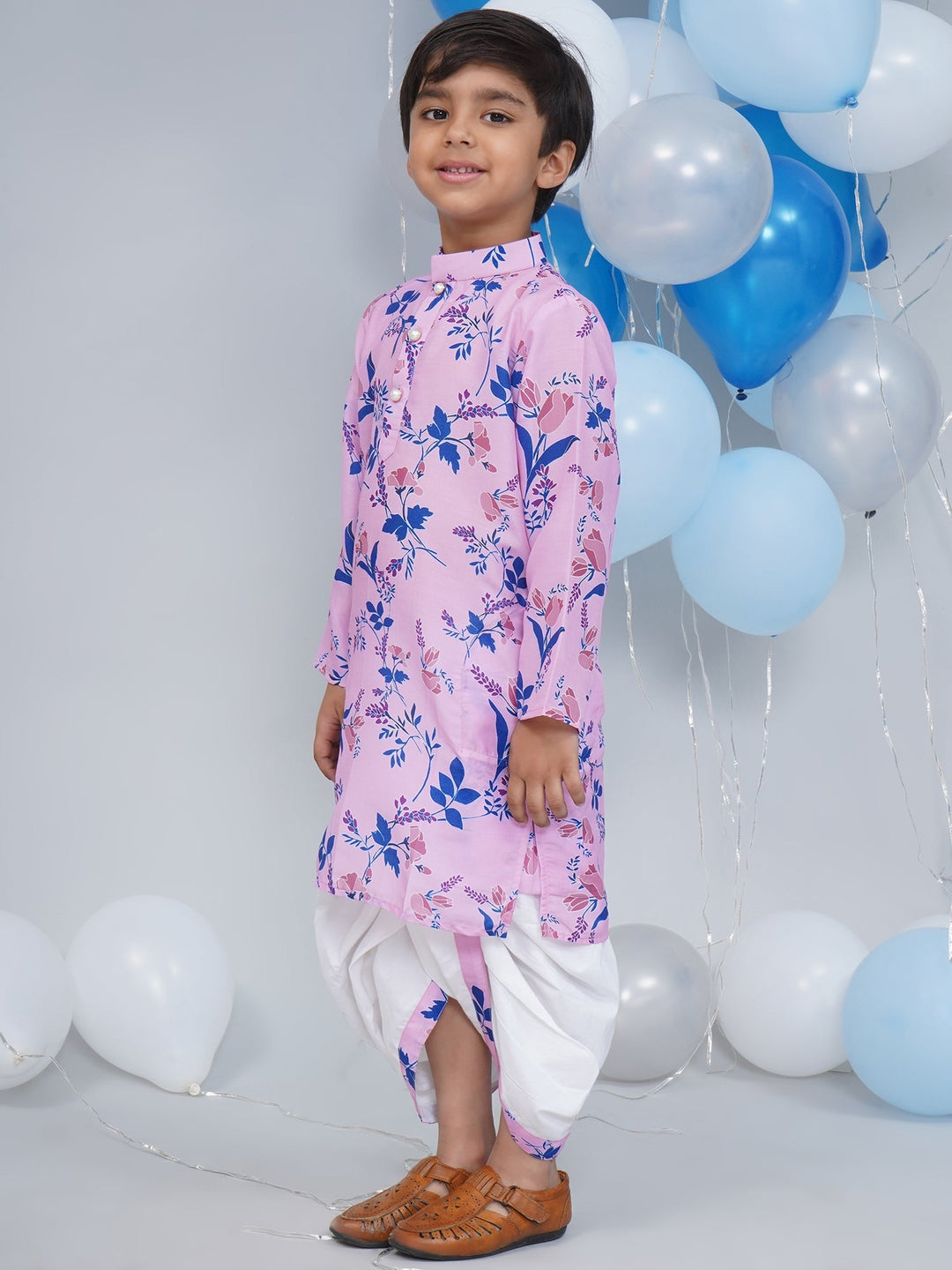 Boys Lavender Tulip Kurta Dhoti Set | SHOBITAM