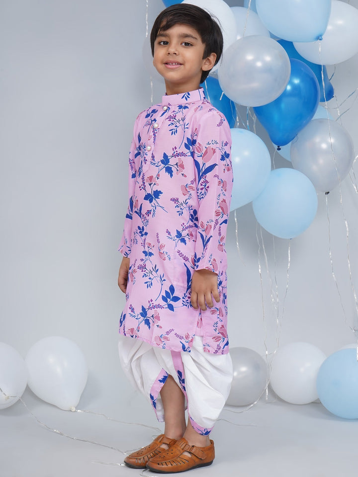 Boys Lavender Tulip Kurta Dhoti Set | SHOBITAM