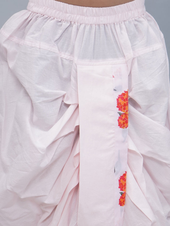 Boys Baby Pink Muslin Marigold Dhoti Kurta Set | SHOBITAM