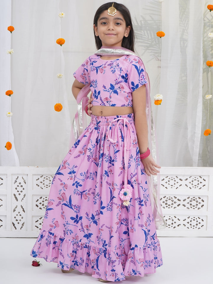 Girls Lavender Tulip Lehenga Choli Set | SHOBITAM