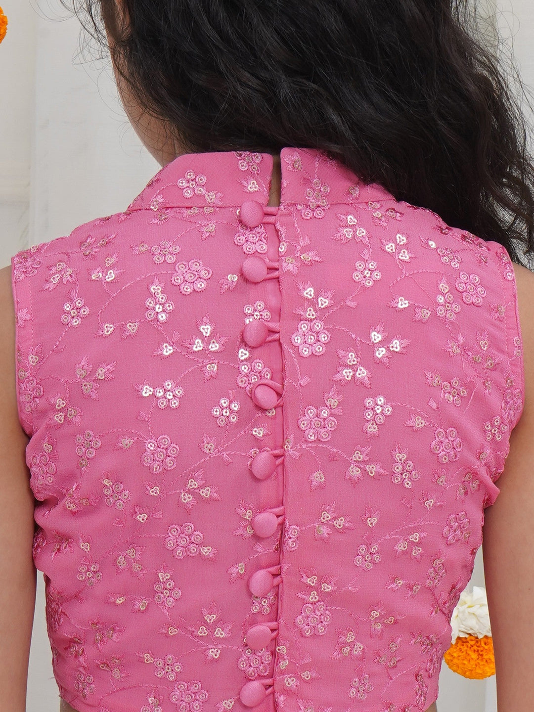 Girls Bird and Floral Embroidery Lehenga Set | SHOBITAM