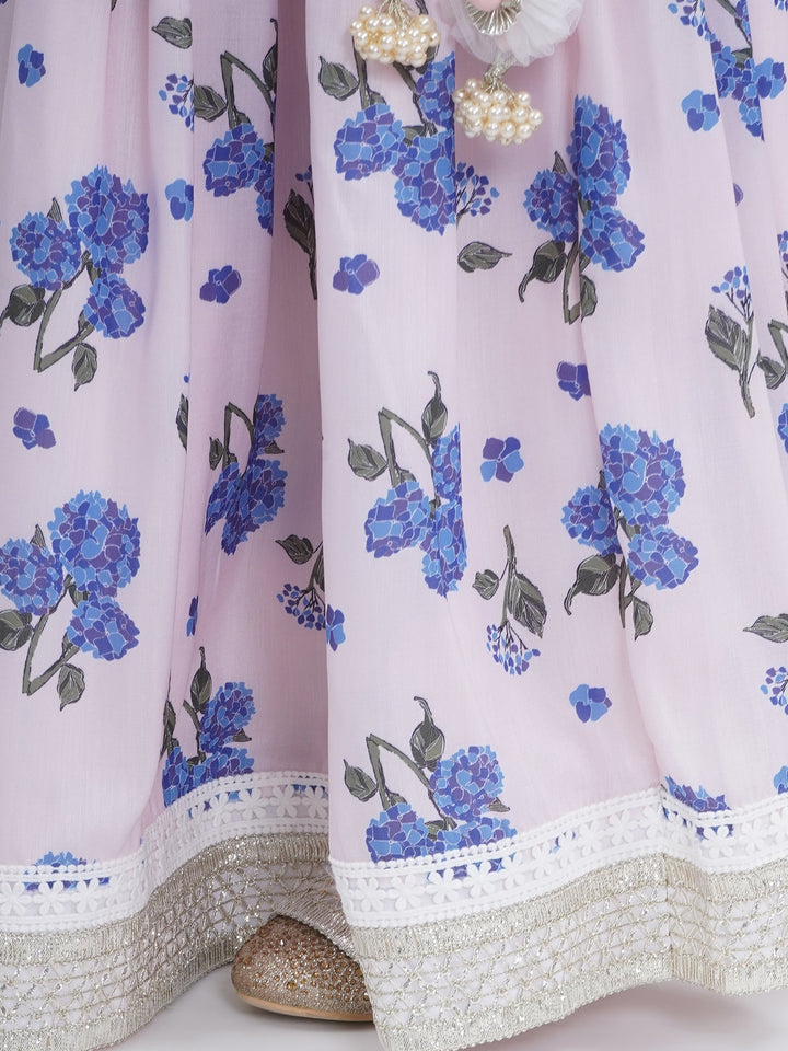 Rose water Floral Embroidery Lehenga Set | SHOBITAM