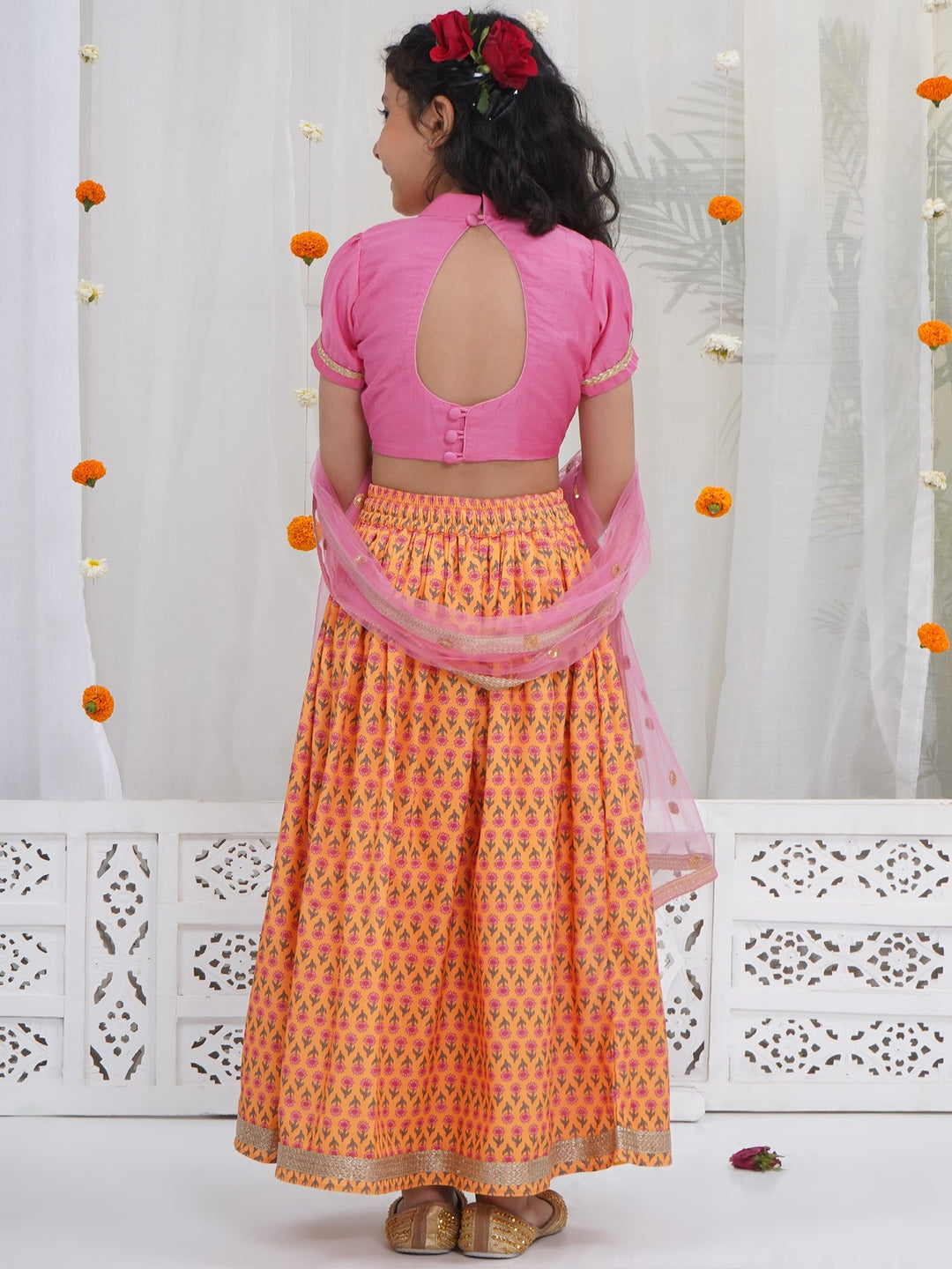 Girls Modern Jaipuri Floral Lehenga Set | SHOBITAM