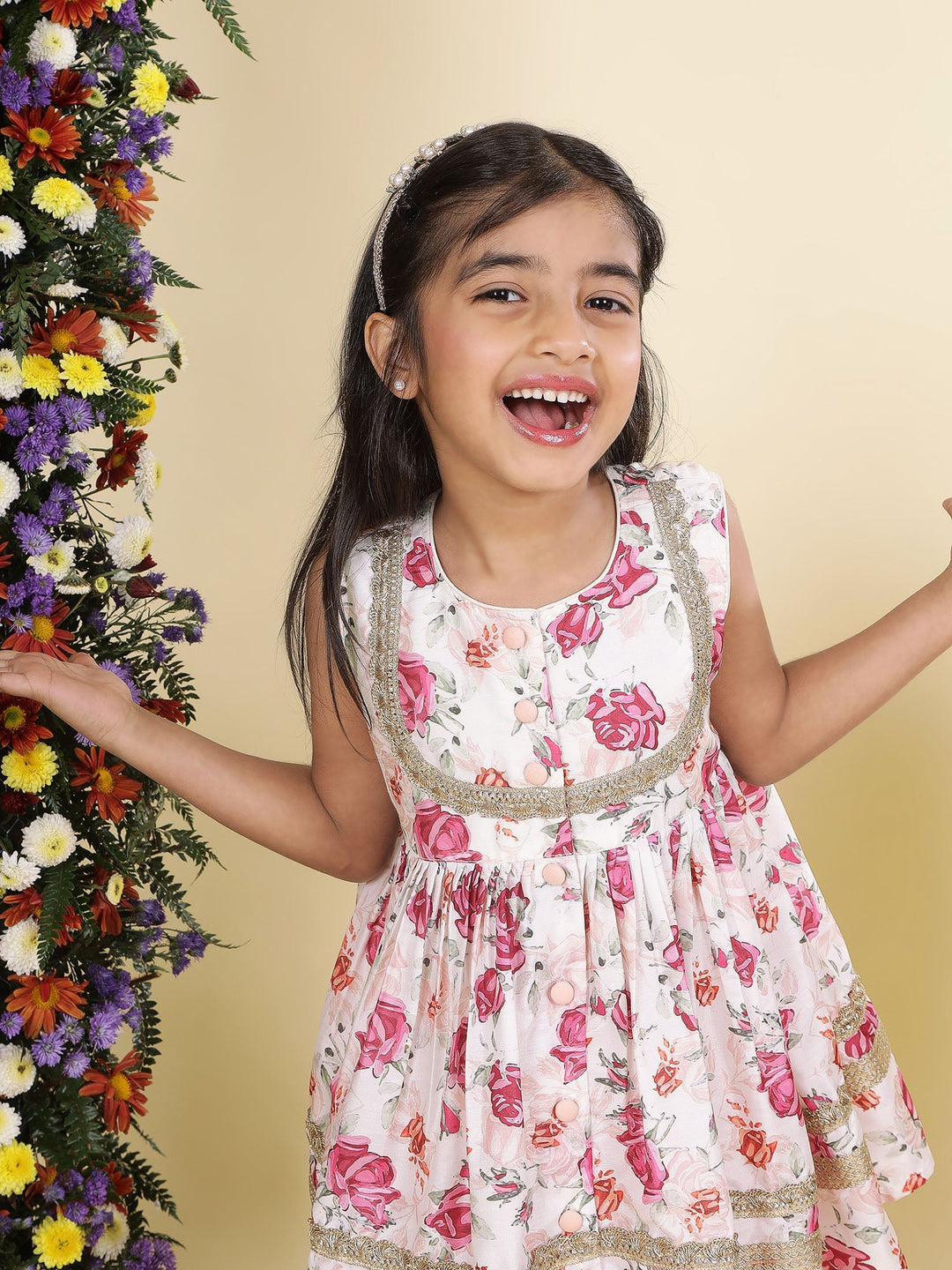 Peach Rose Muslin Kurta with Cotton Sharara | SHOBITAM