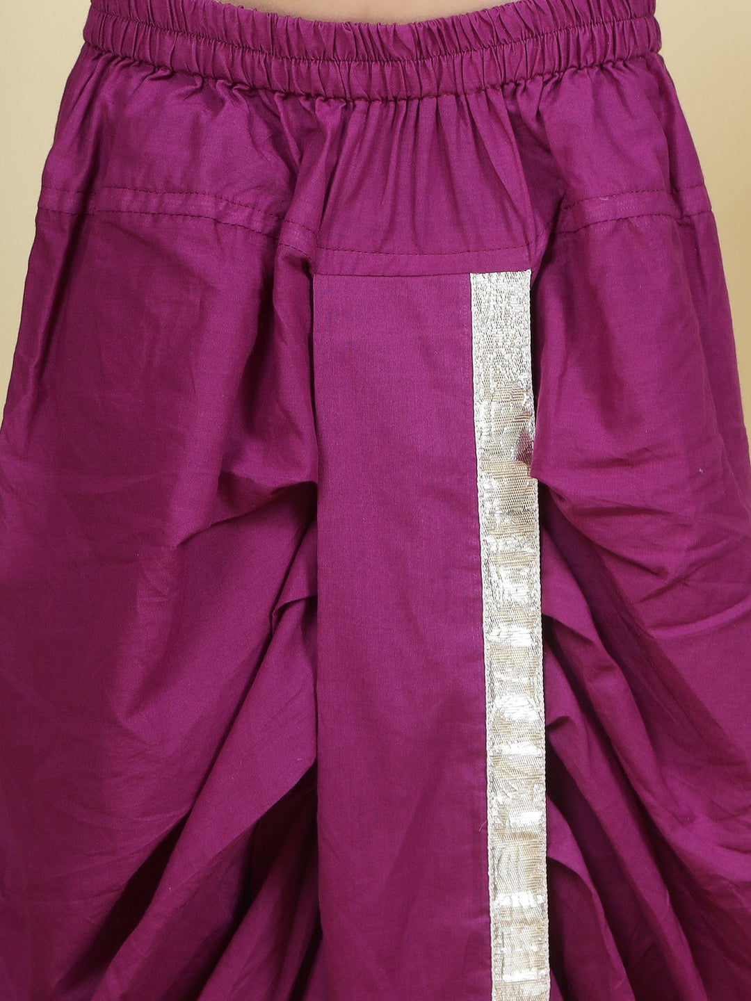 Floral Embroidered Mulberry Nehru Jacket with Purple Cotton Kurta Dhoti Set | SHOBITAM