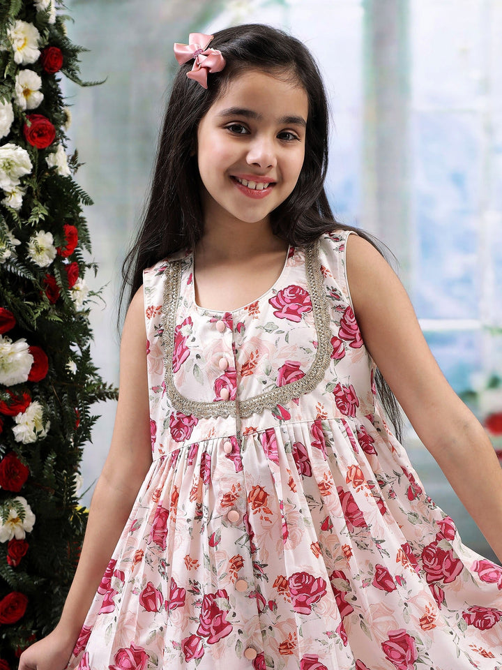 Peach Rose Muslin Kurta with Cotton Sharara | SHOBITAM