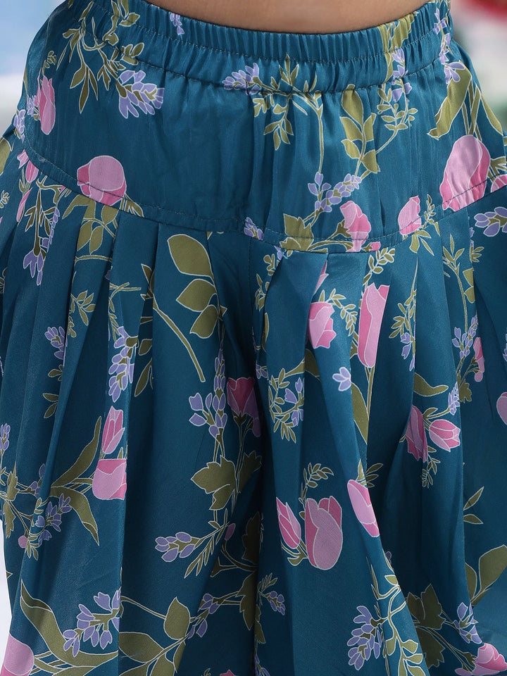 Turqouise Green Floral Bloom Kurta Salwar Set | Shobitam