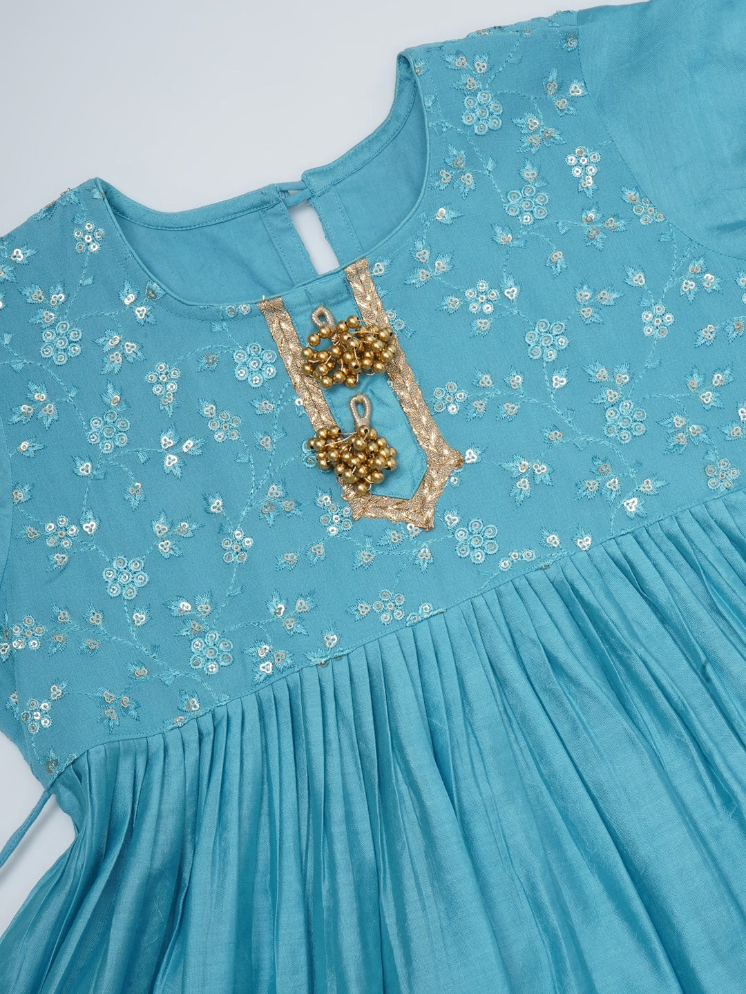 Girls Blue Kurta Sharara Set | SHOBITAM