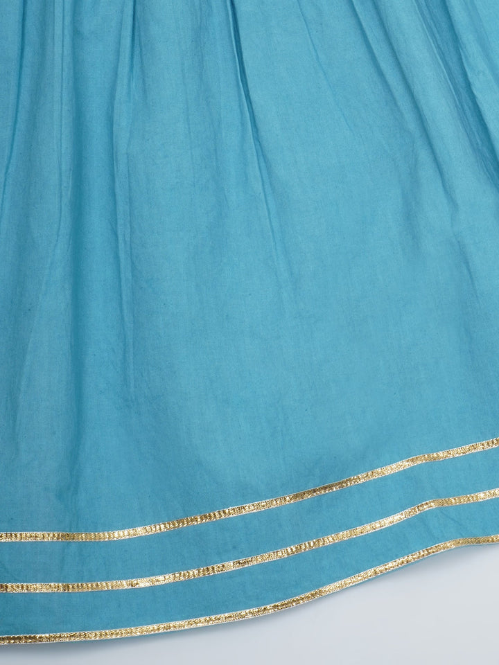 Girls Blue Kurta Sharara Set | SHOBITAM