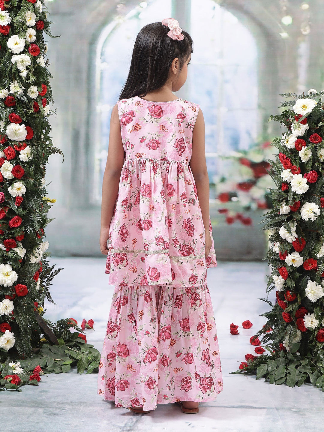 Pink Rose Muslin Kurta with Sharara Set | SHOBITAM