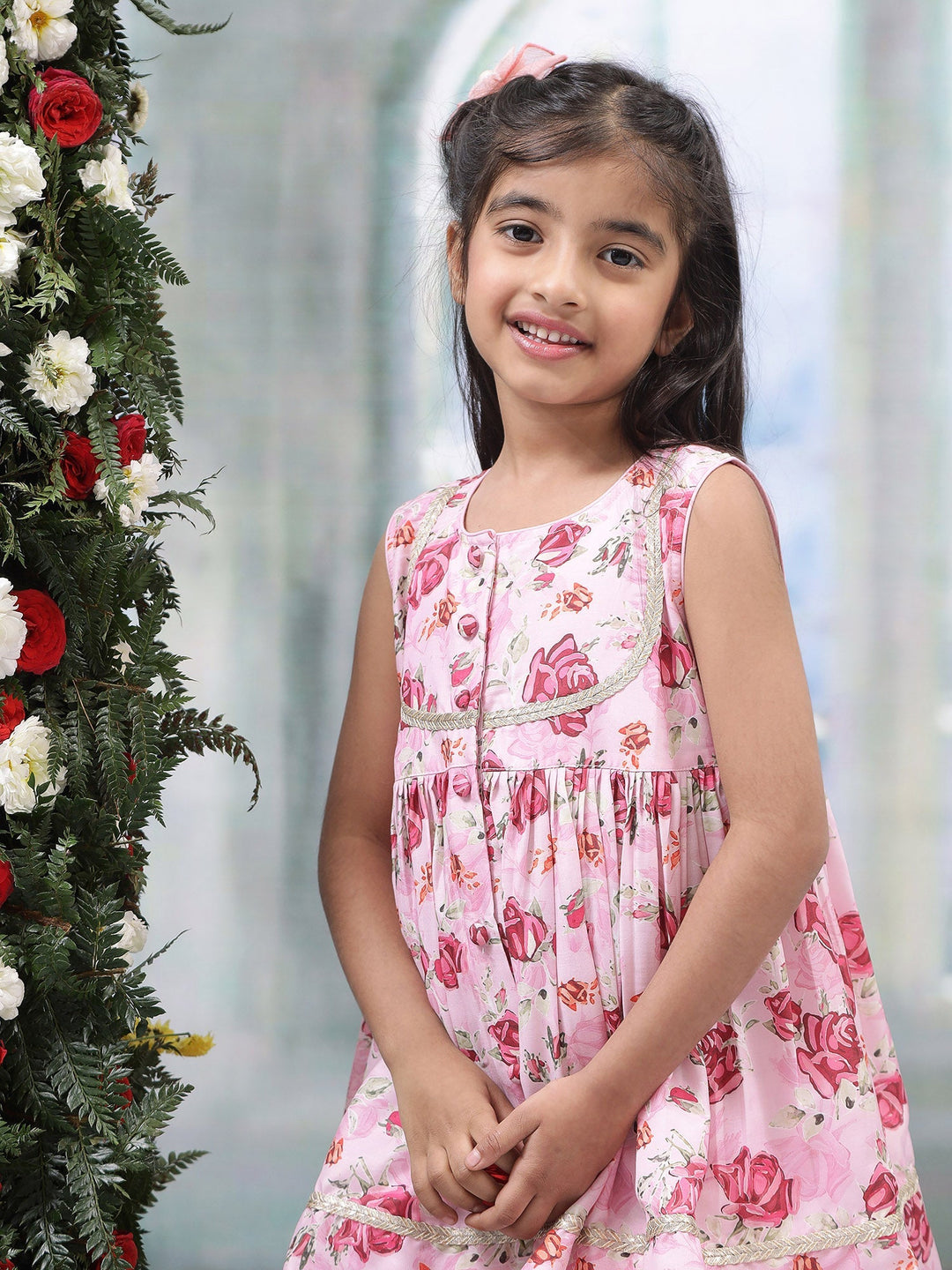 Pink Rose Muslin Kurta with Sharara Set | SHOBITAM