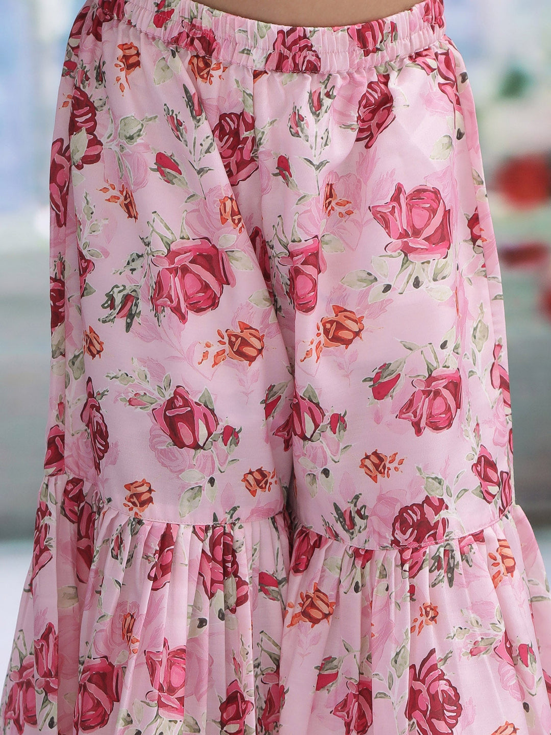 Pink Rose Muslin Kurta with Sharara Set | SHOBITAM