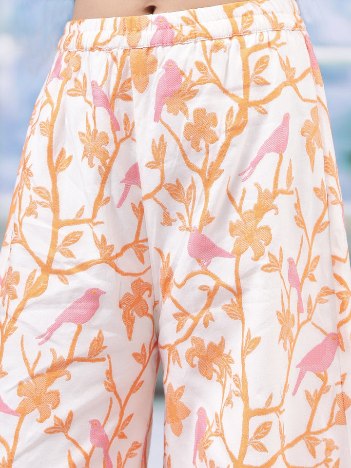 Pink Rose Top with Fauna Embroidery Cotton Plazzo  | SHOBITAM