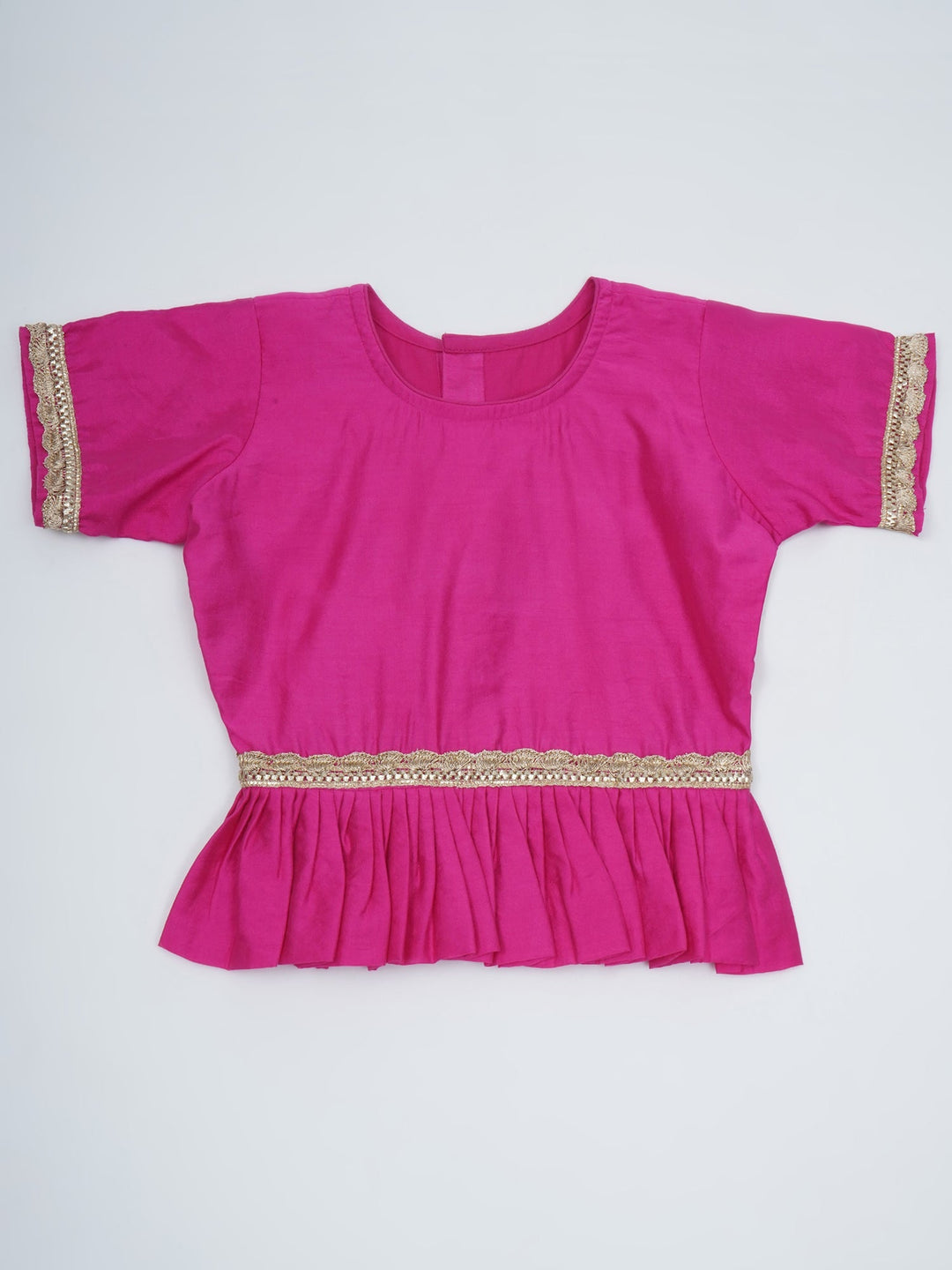 Girls Black Pink Kids Lehenga Set with Rose Tussels | SHOBITAM