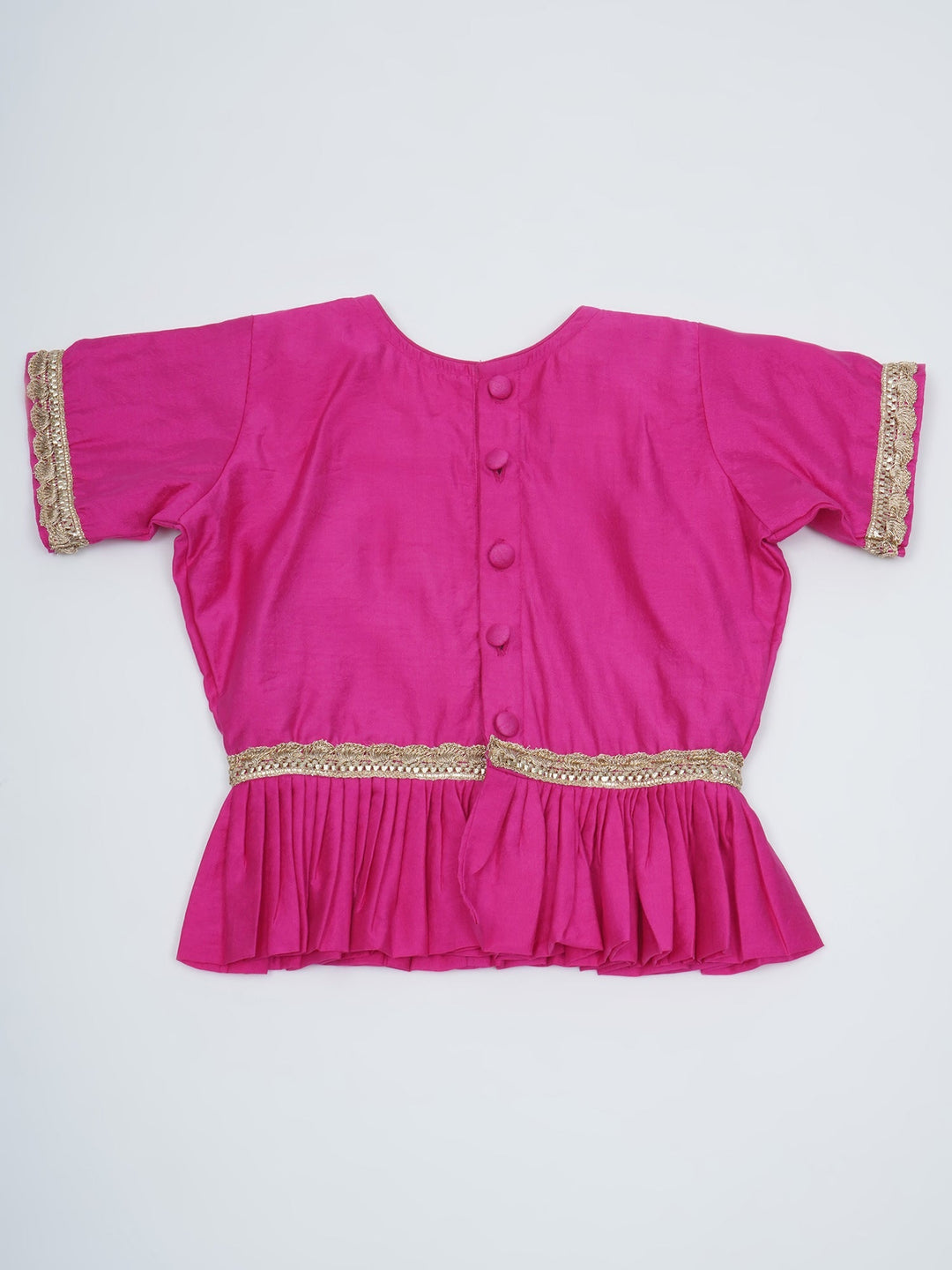 Girls Black Pink Kids Lehenga Set with Rose Tussels | SHOBITAM