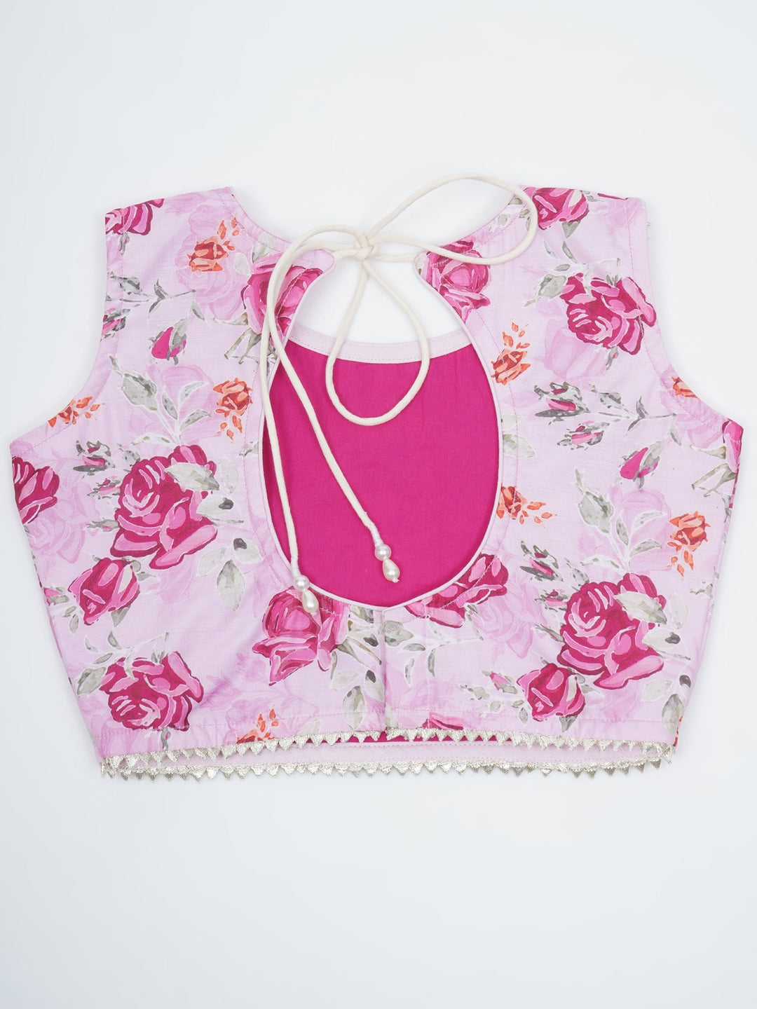 Girls Magenta Rose Bloom Embroidered Lehenga Choli Set | SHOBITAM