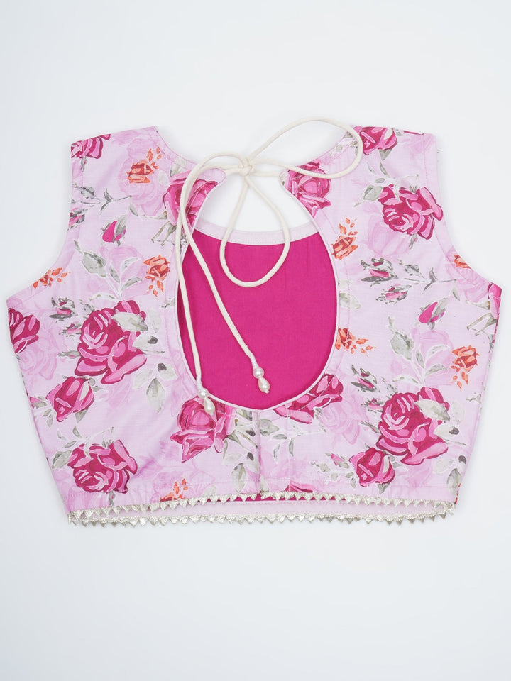 Girls Magenta Rose Bloom Embroidered Lehenga Choli Set | SHOBITAM