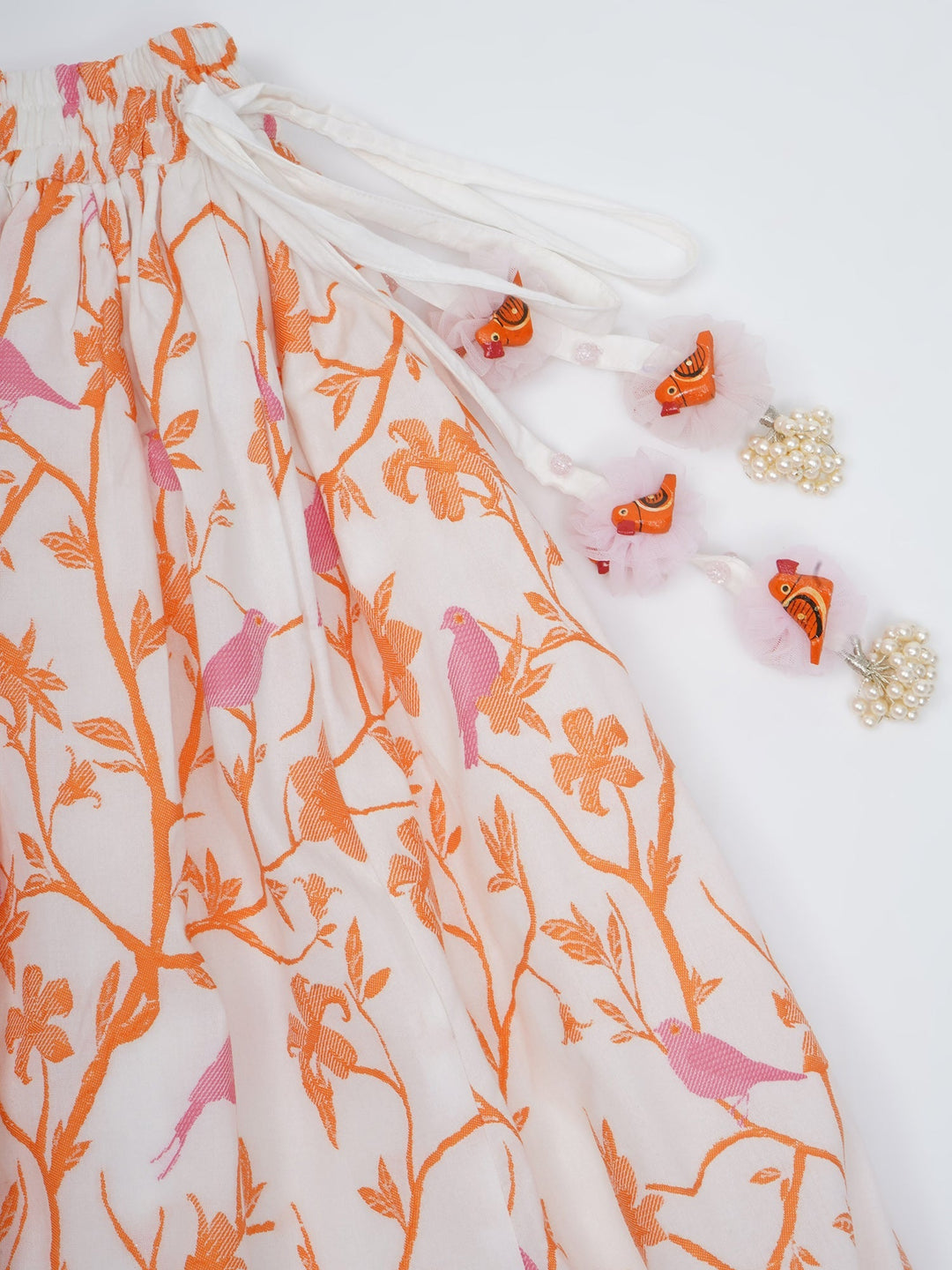Girls Bird and Floral Embroidery Lehenga Set | SHOBITAM