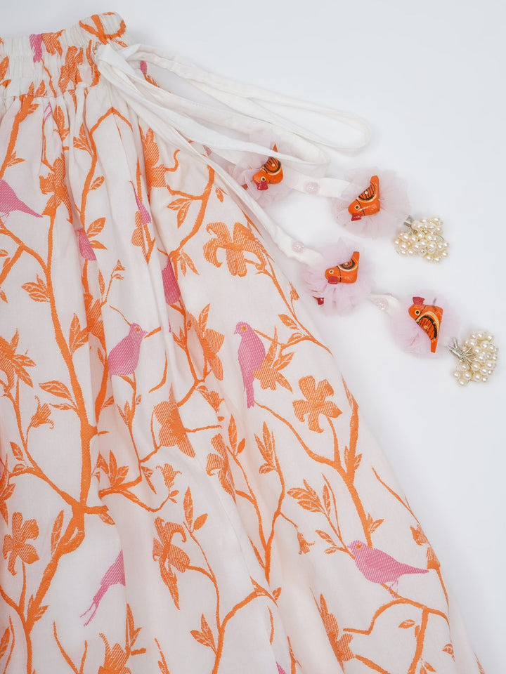 Girls Bird and Floral Embroidery Lehenga Set | SHOBITAM