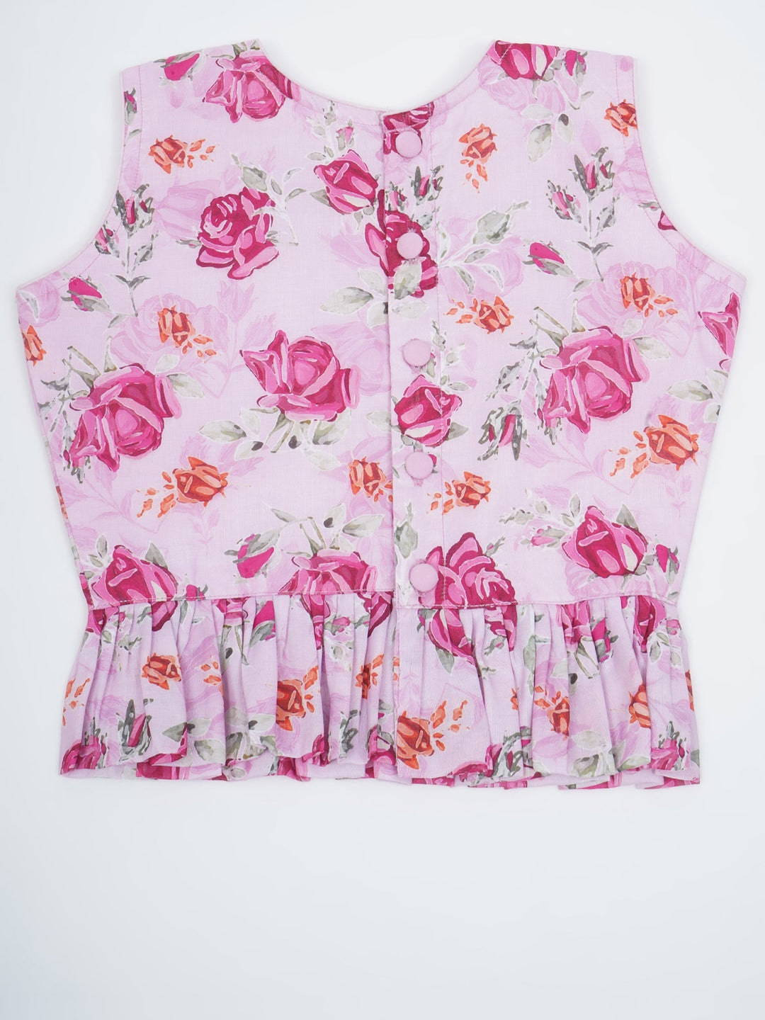 Girls Blush Pink Rose Peplum Lehenga Choli | SHOBITAM