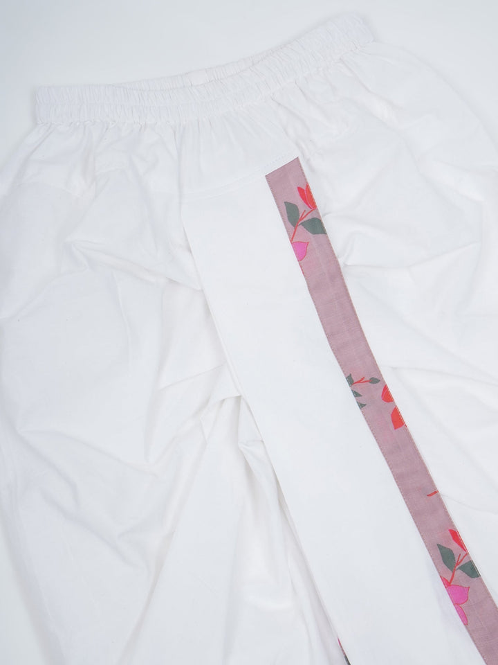 Boys Dusky Rose Muslin Floral Bliss Dhoti Kurta Set | SHOBITAM