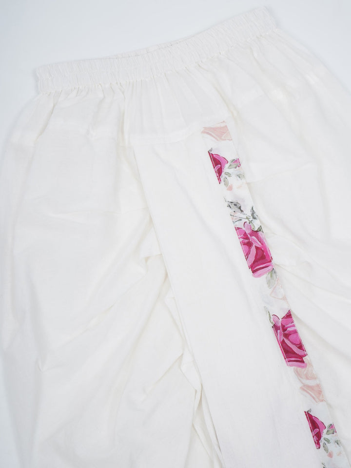 Boys Cream Muslin Garden Rose Dhoti Kurta Set | SHOBITAM