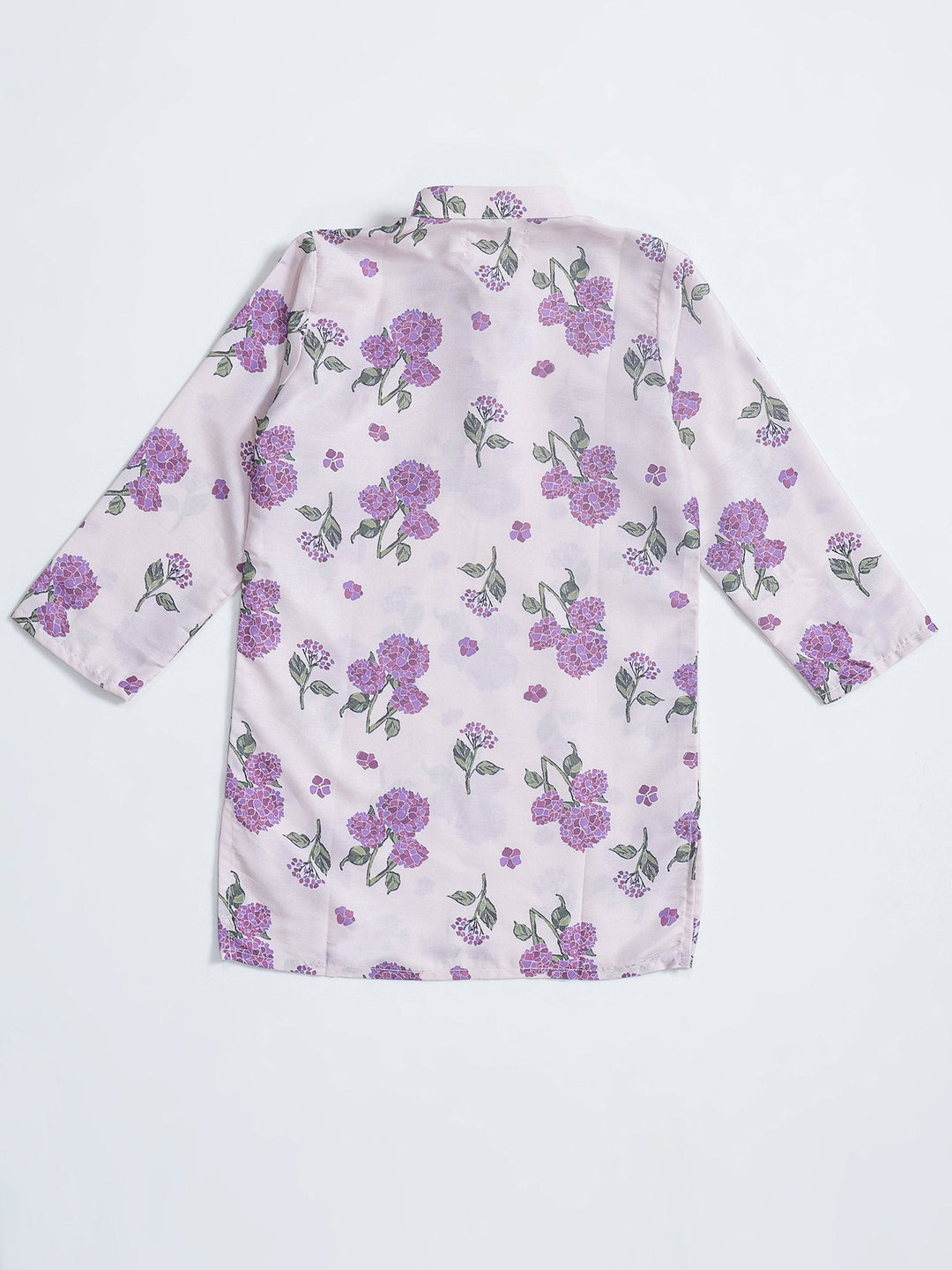 Petal Pink Floral Muslin Kurta with Cotton Dhoti | SHOBITAM