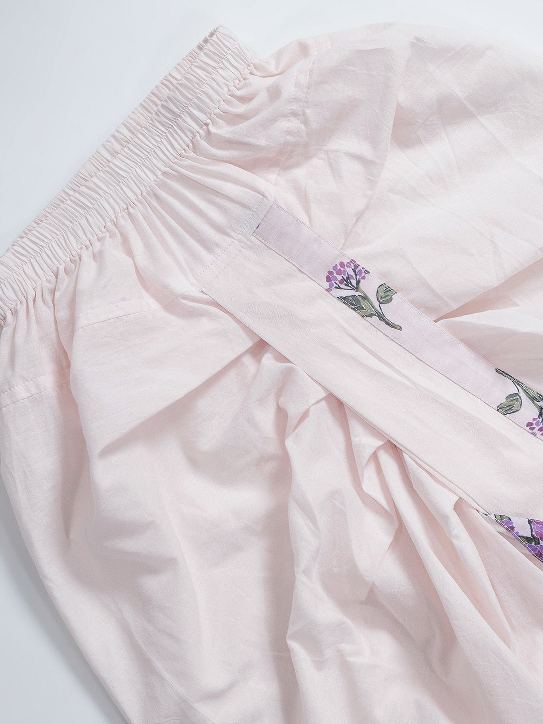 Petal Pink Floral Muslin Kurta with Cotton Dhoti | SHOBITAM