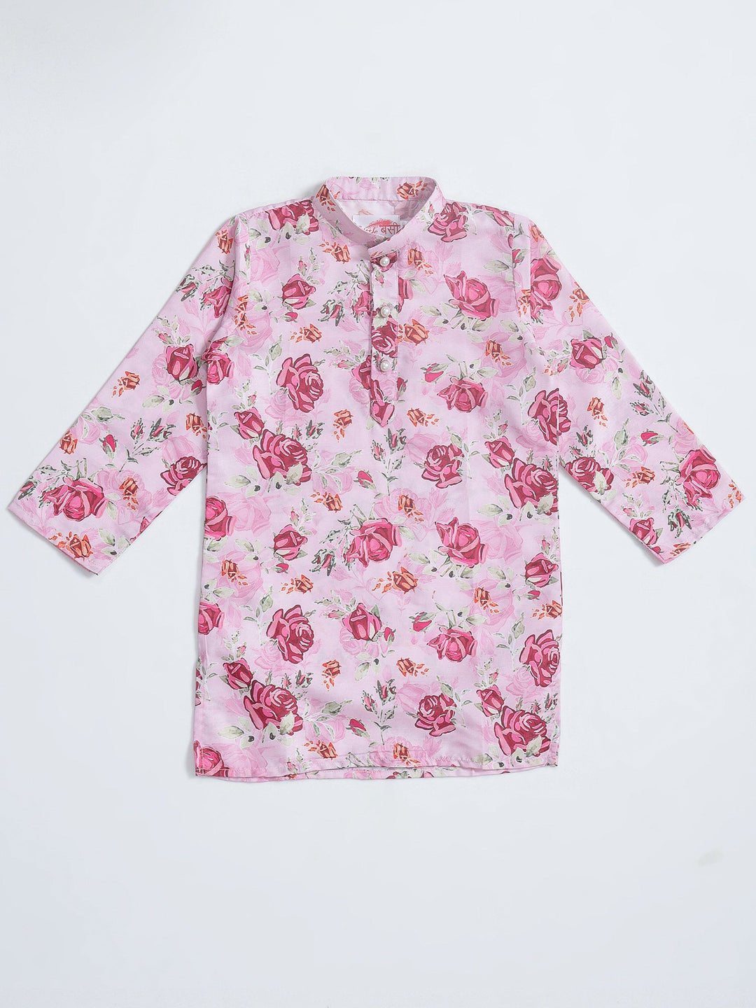 Blush Pink Rose Muslin Kurta with Cotton Dhoti | SHOBITAM