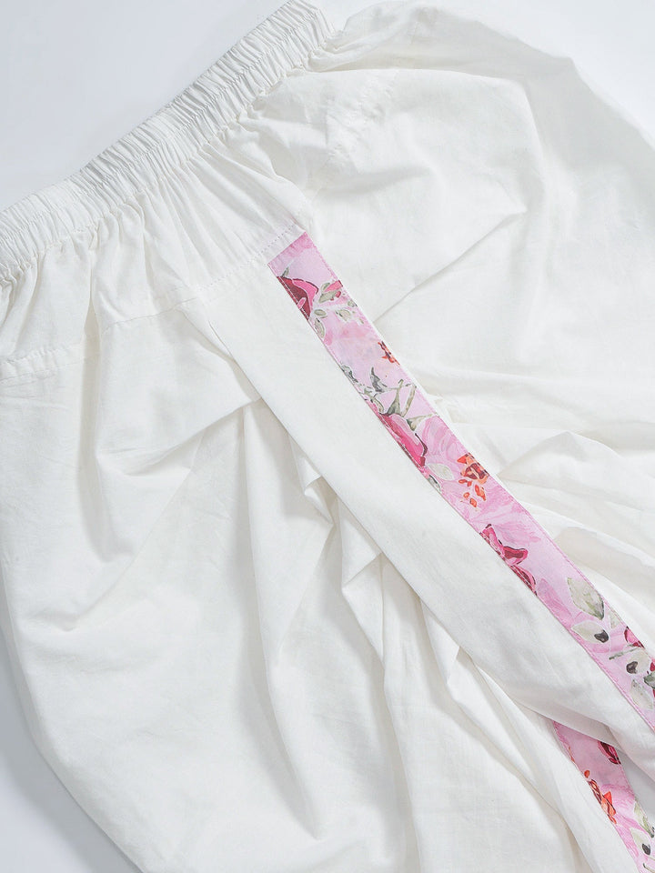 Blush Pink Rose Muslin Kurta with Cotton Dhoti | SHOBITAM
