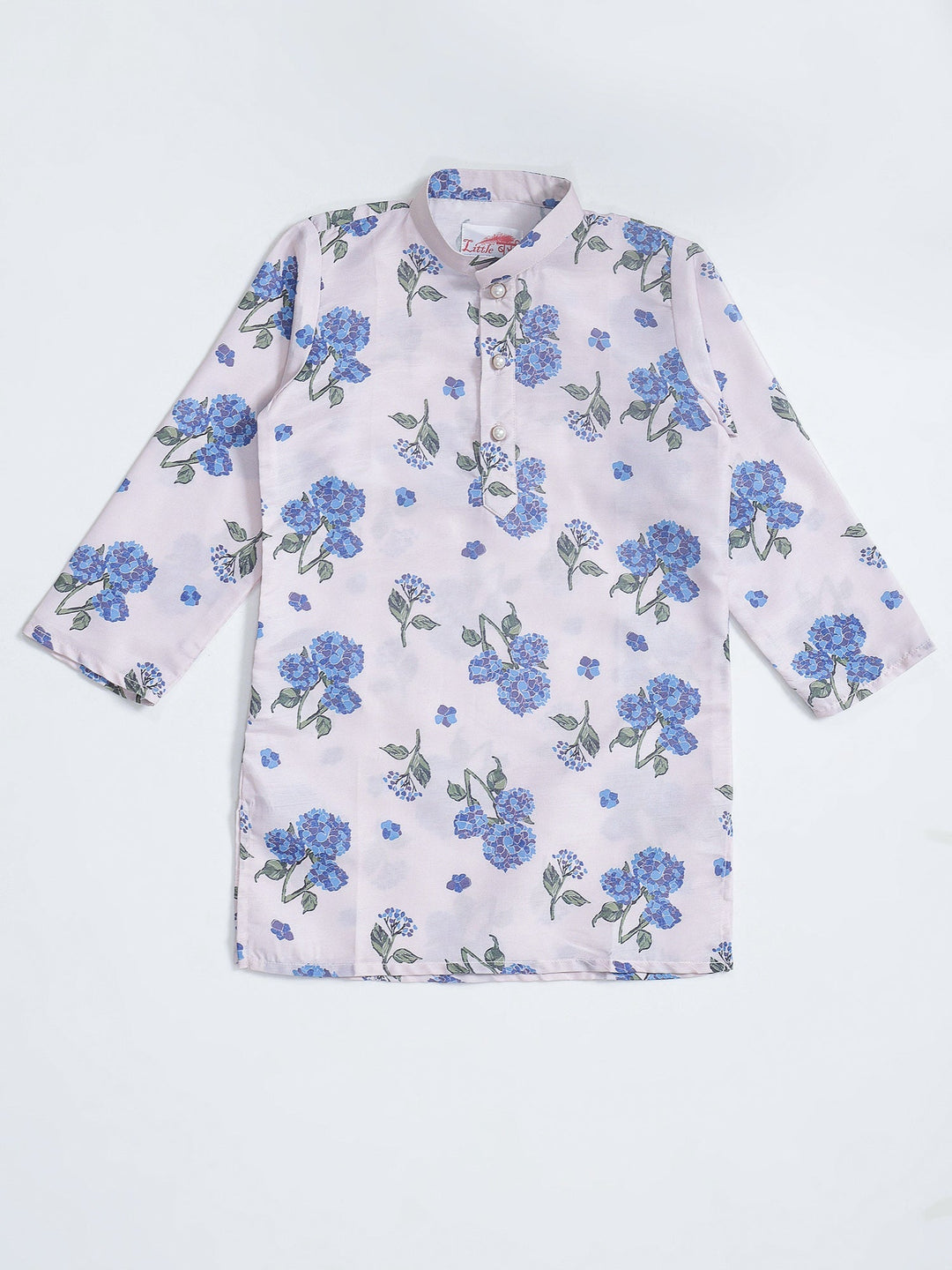 Rose Water Floral Muslin Kurta with Cotton Dhoti | SHOBITAM